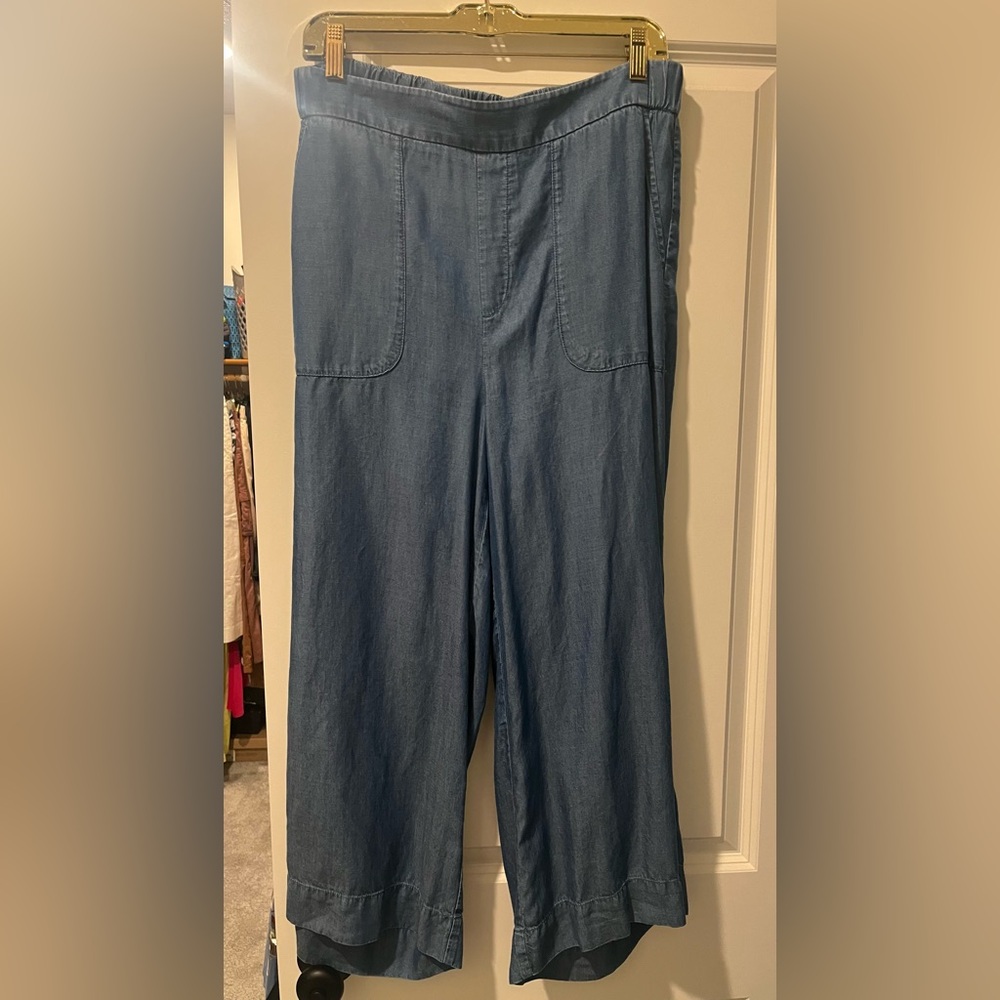 Banana Republic Blue Wide Leg Ankle Chambray Pull On pants M